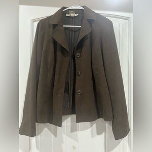 Brown faux suede jacket blazer women’s size medium